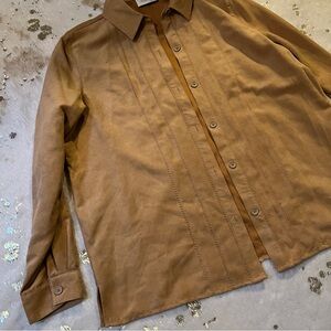 NWT Studio Works Large Petite Tan Button Down
